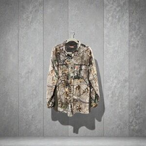 GAME WINNER Camo Realtree Xtra Long Sleeve Button Up Shirt Men's XL Polyester
